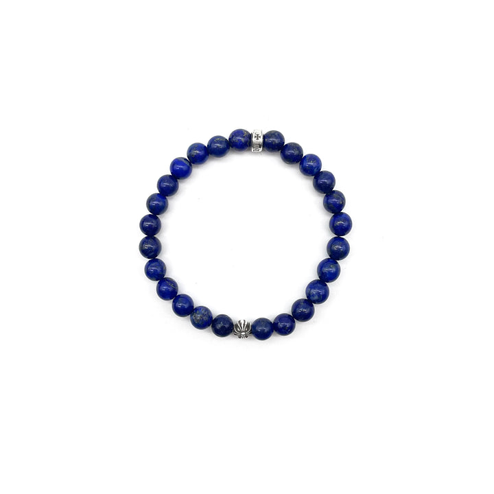 Chrome Hearts 6mm Silver Cross Blue Bead Bracelet
