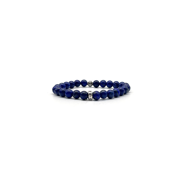 Chrome Hearts 6mm Silver Cross Blue Bead Bracelet