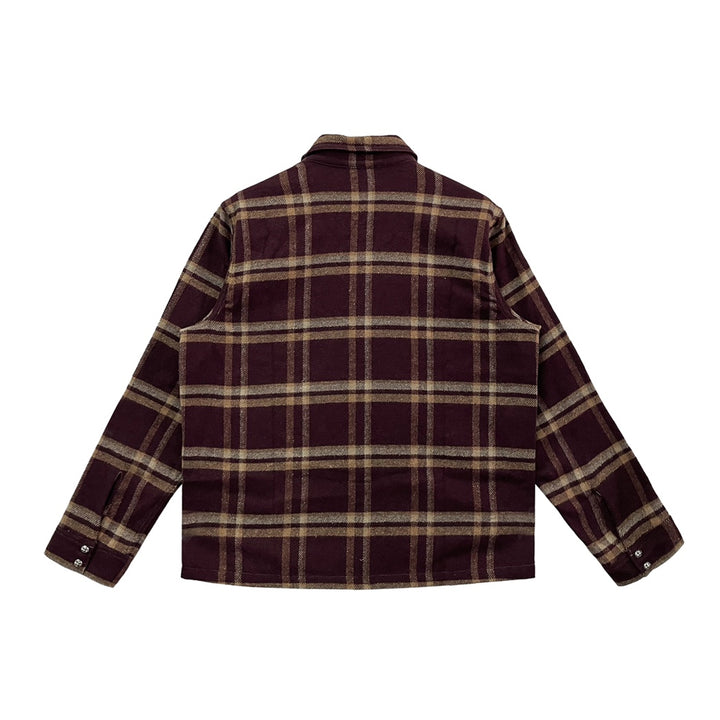 Chrome Hearts Work Dog Burgundy Plaid Flannel Shirt Jacket