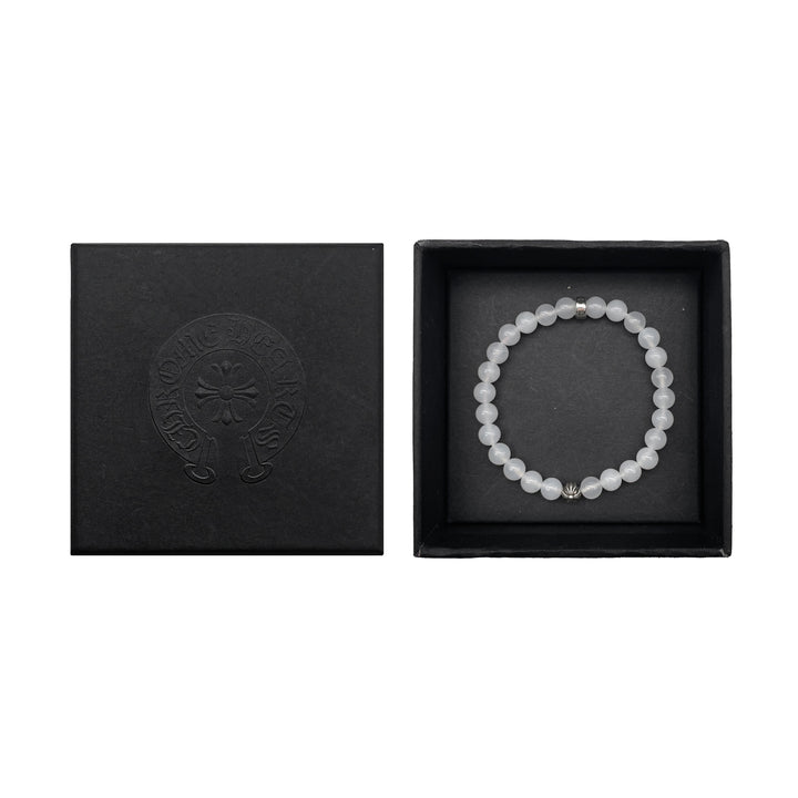 크롬하츠 6mm 비즈 화이트 아게이트 2개 실버 크로스 팔찌
