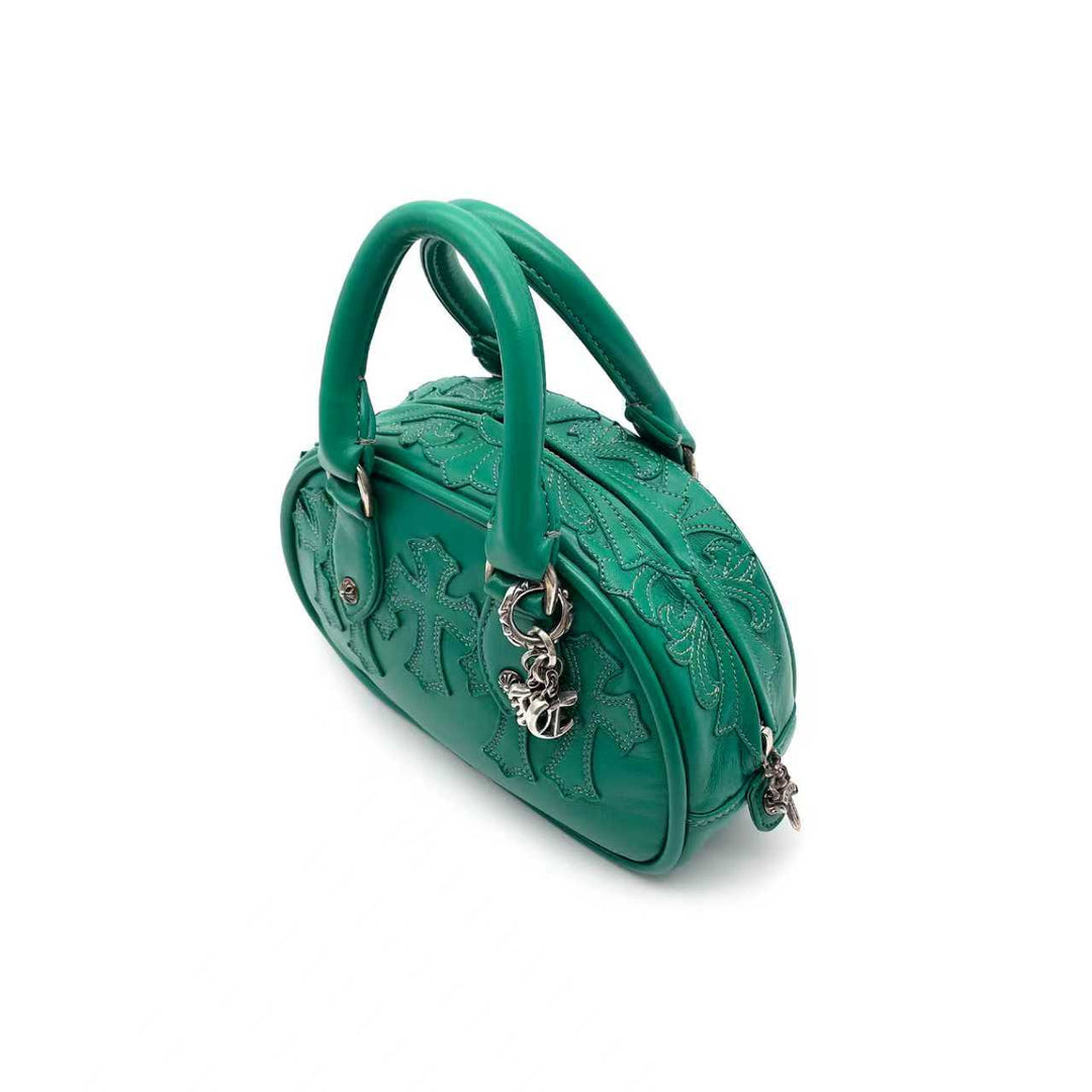 Chrome Hearts Leather Cross Patch Green Mini Gym Bag