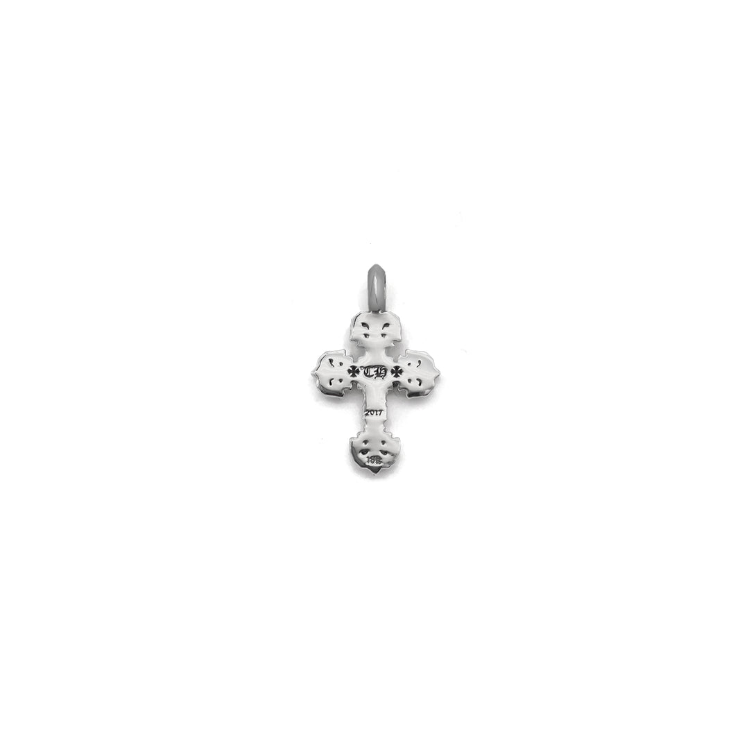 Chrome Hearts 18K White Gold Filigree Diamond Cross Charm Pendant