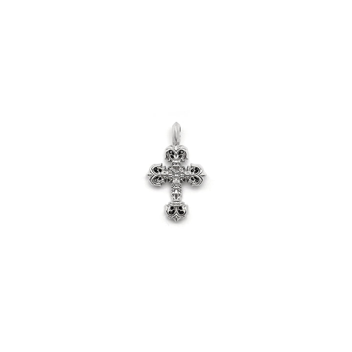 Chrome Hearts 18K White Gold Filigree Diamond Cross Charm Pendant
