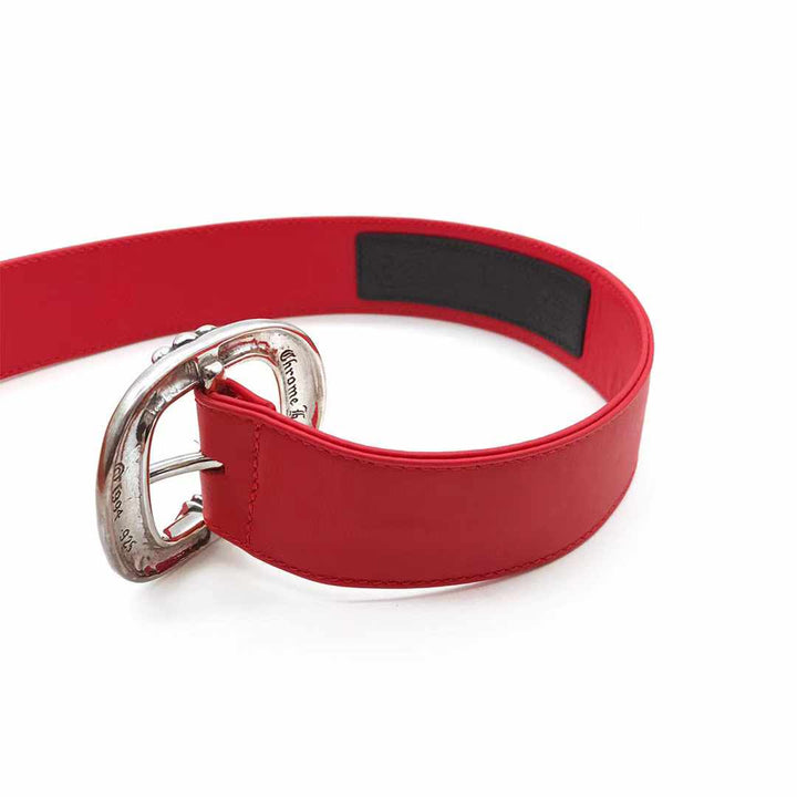 Chrome Hearts Red Gunslinger Belt with Silver Buckle