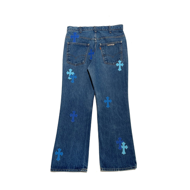 Chrome Hearts Miami Blue Cross Patches Jeans