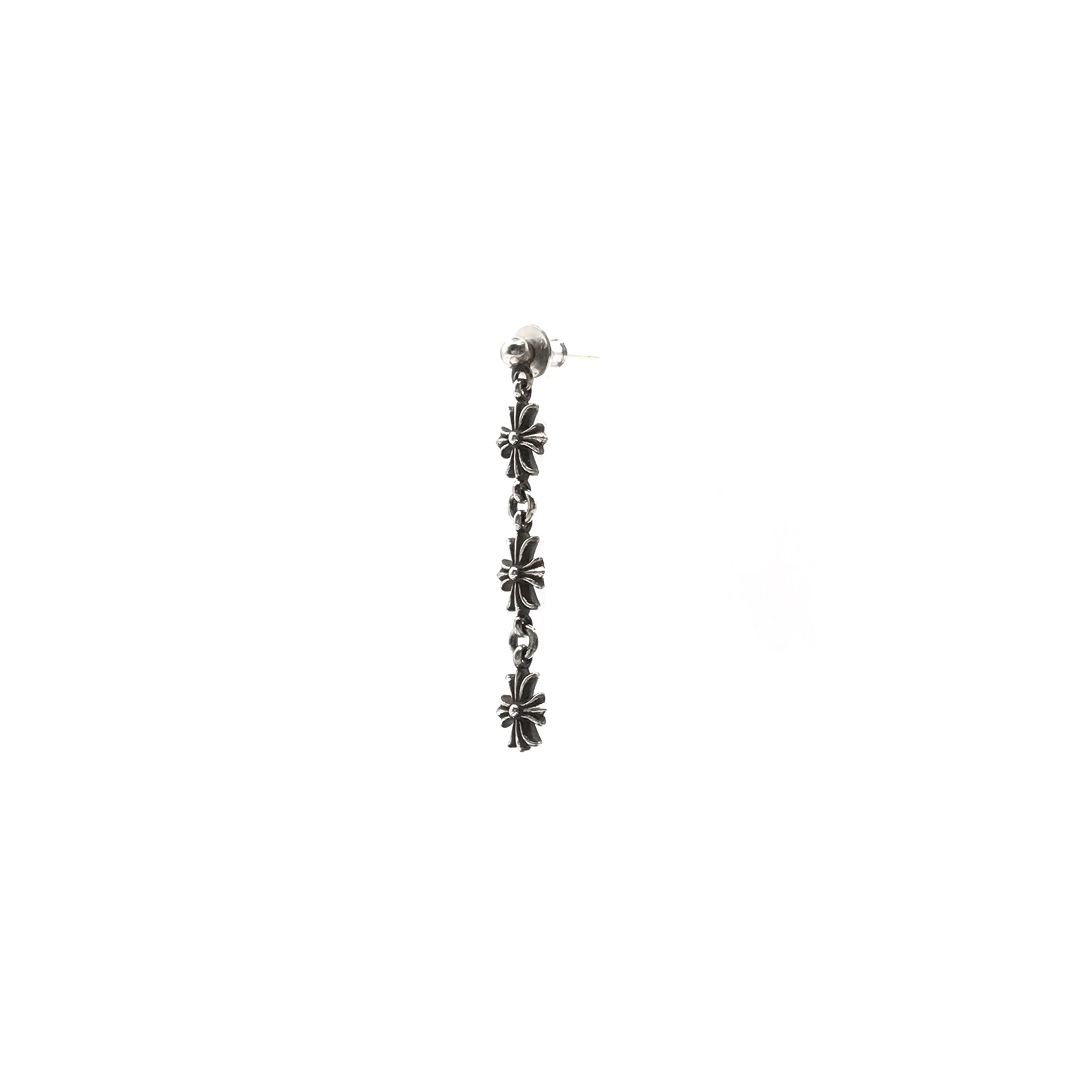 Chrome Hearts Silver Tiny E Plus 3 Link Earring Drop - SRM