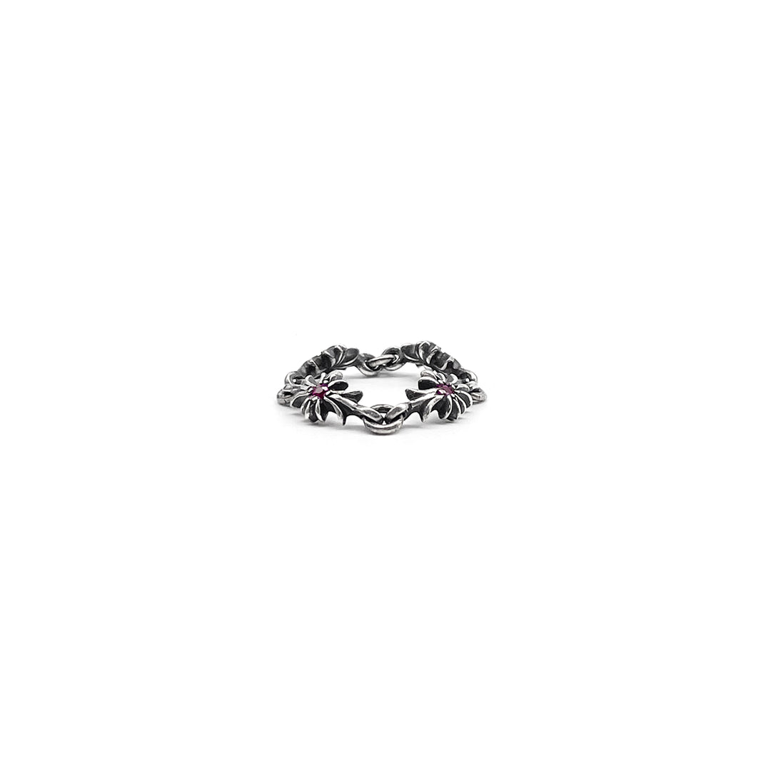 Chrome Hearts Silver Tiny E Ruby Ring