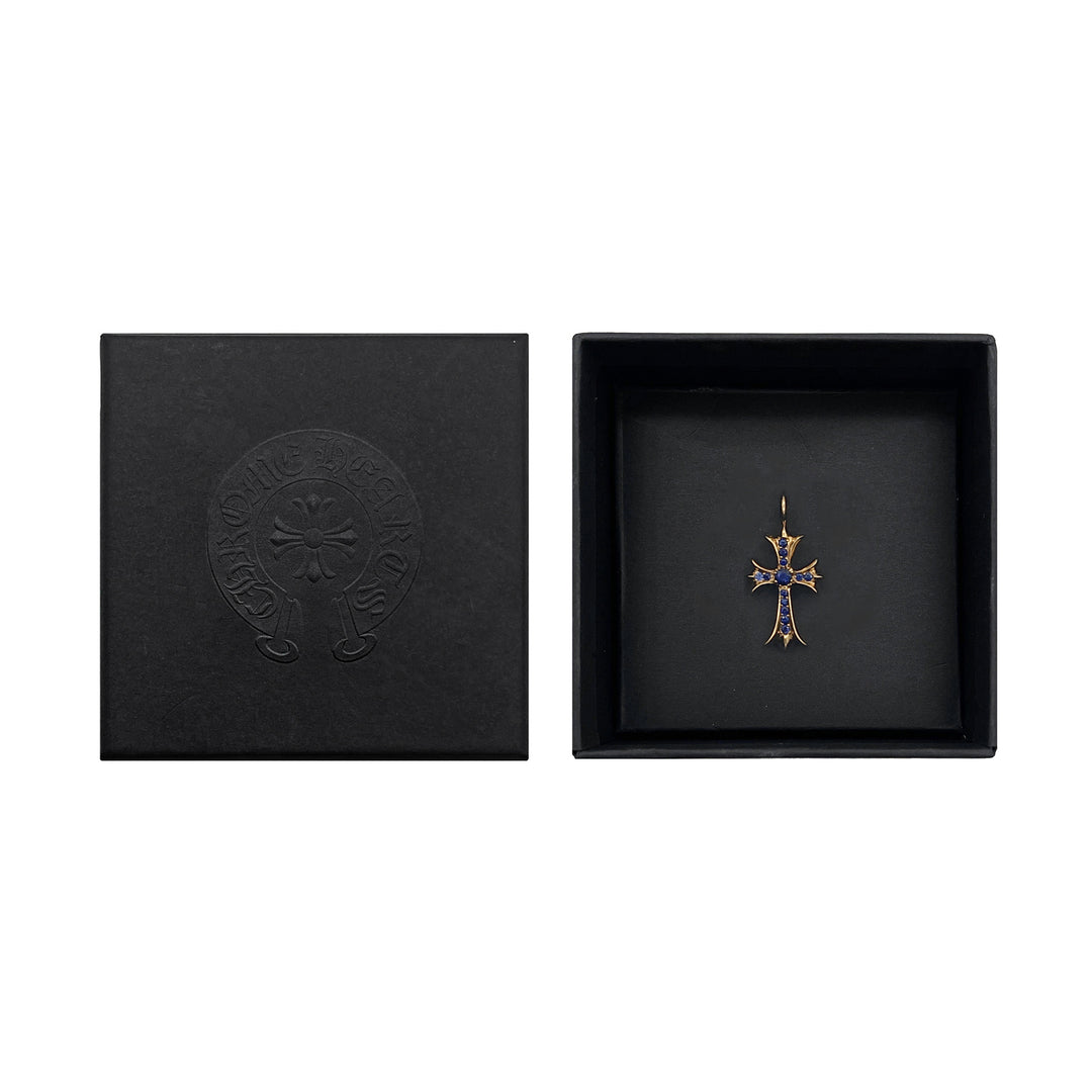 크롬하츠 22K 골드 블루 사프 타이니 크로스 펜던트