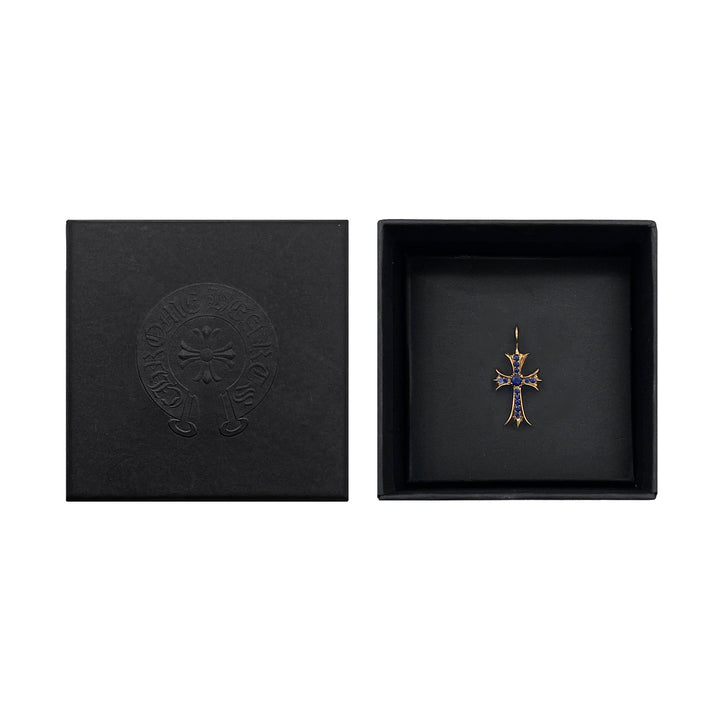 크롬하츠 22K 골드 블루 사프 타이니 크로스 펜던트