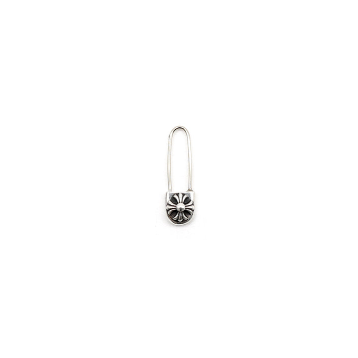 Chrome Hearts Silver Cross Safety Pin Earring