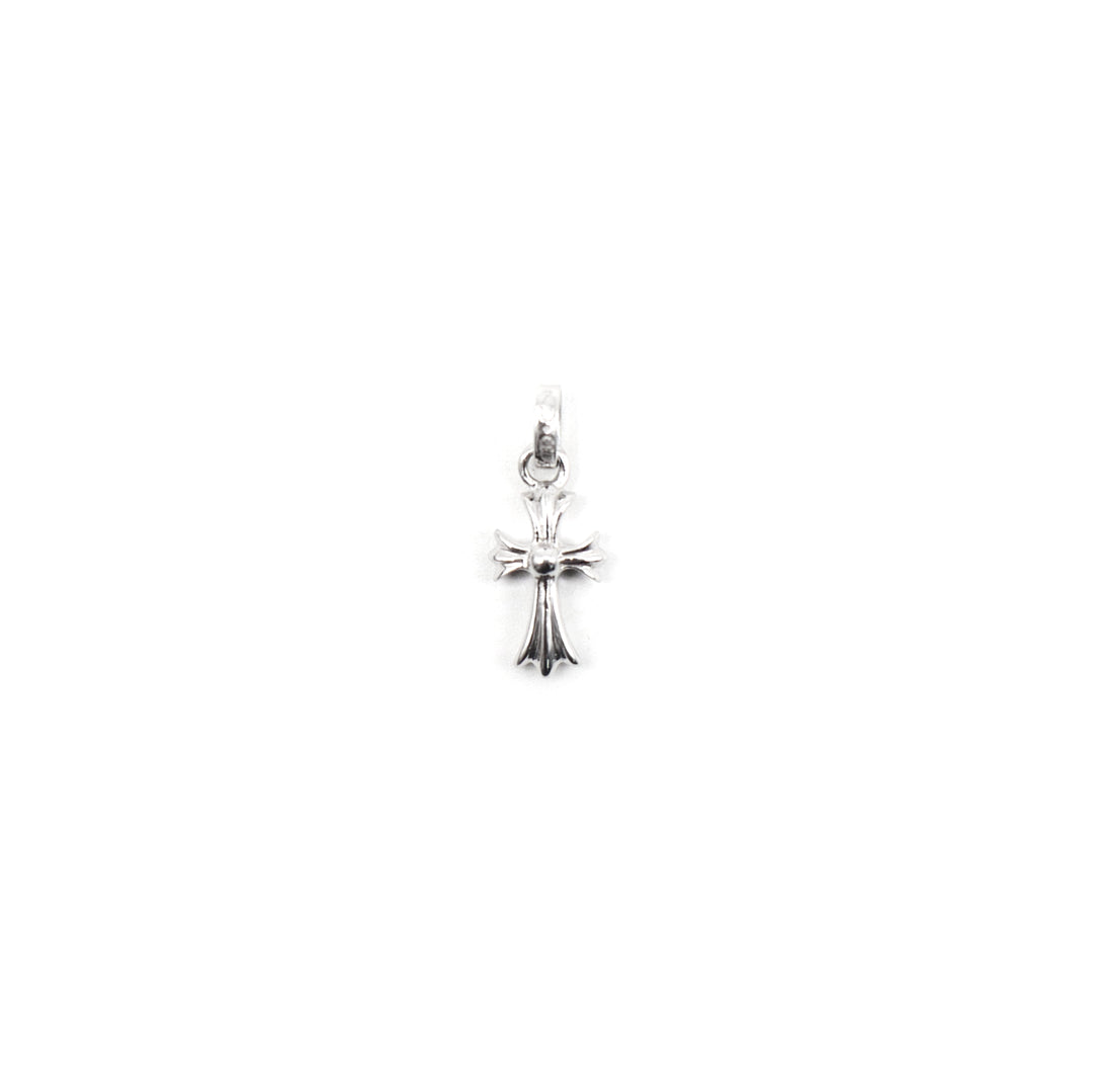 Chrome Hearts 18K White Gold Diamonds Babyfat Cross Charm Pendant