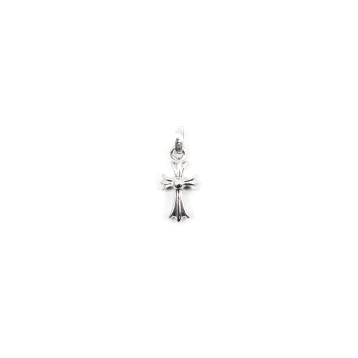 Chrome Hearts 18K White Gold Diamonds Babyfat Cross Charm Pendant
