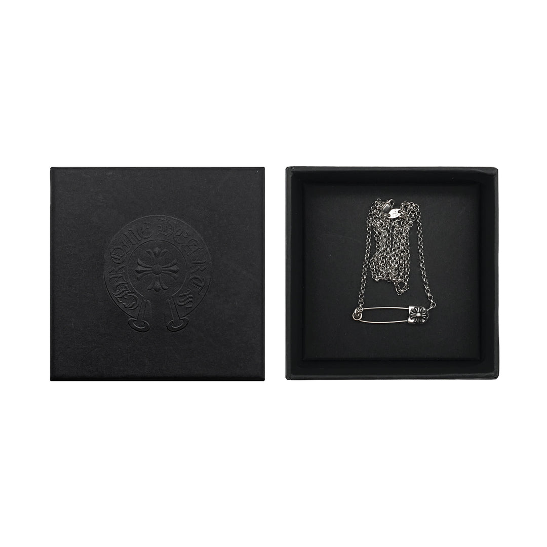 Chrome Hearts Silver Safety Pin Roll Chain Necklace