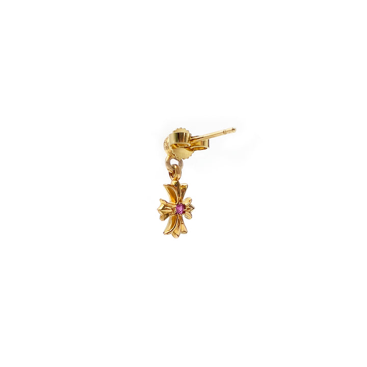 Chrome Hearts 22K Gold Pink Saph Tiny E Earring Drop