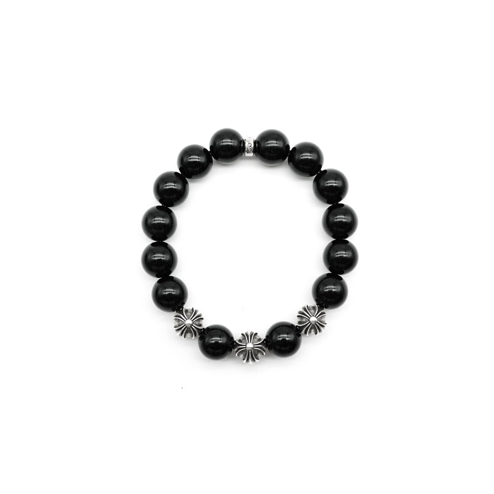 Chrome Hearts 12mm Black Obsidian Bead Bracelet