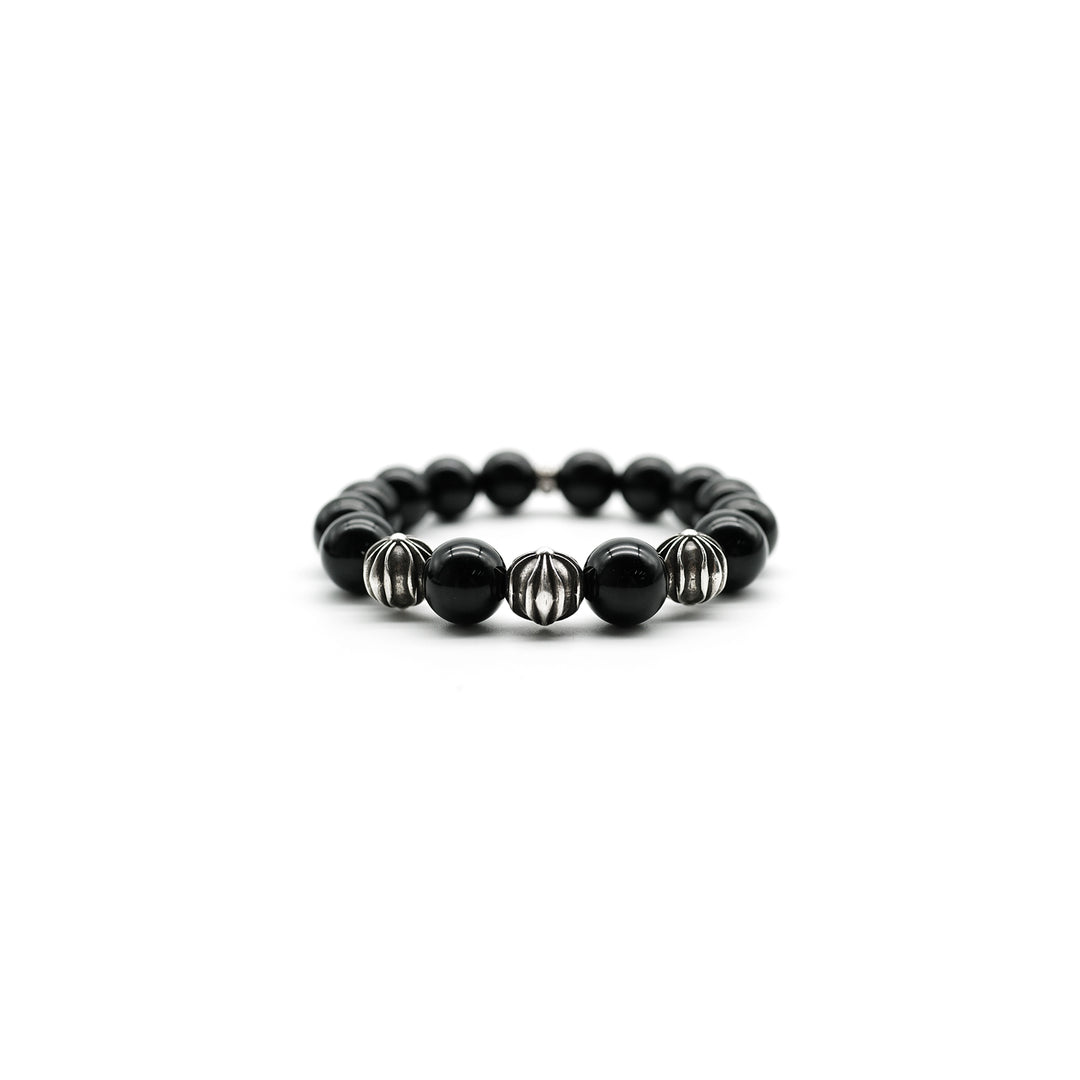 Chrome Hearts 12mm Black Obsidian Bead Bracelet