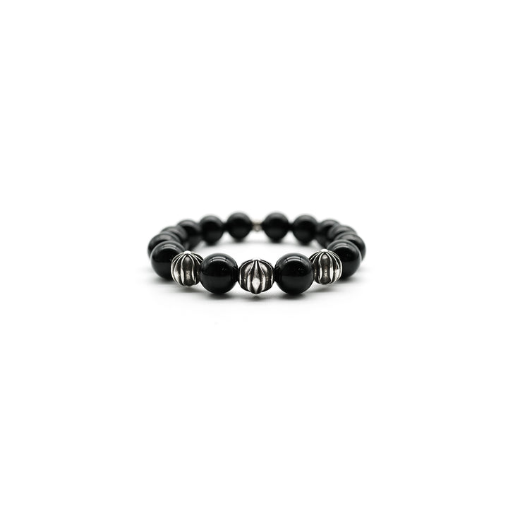 Chrome Hearts 12mm Black Obsidian Bead Bracelet