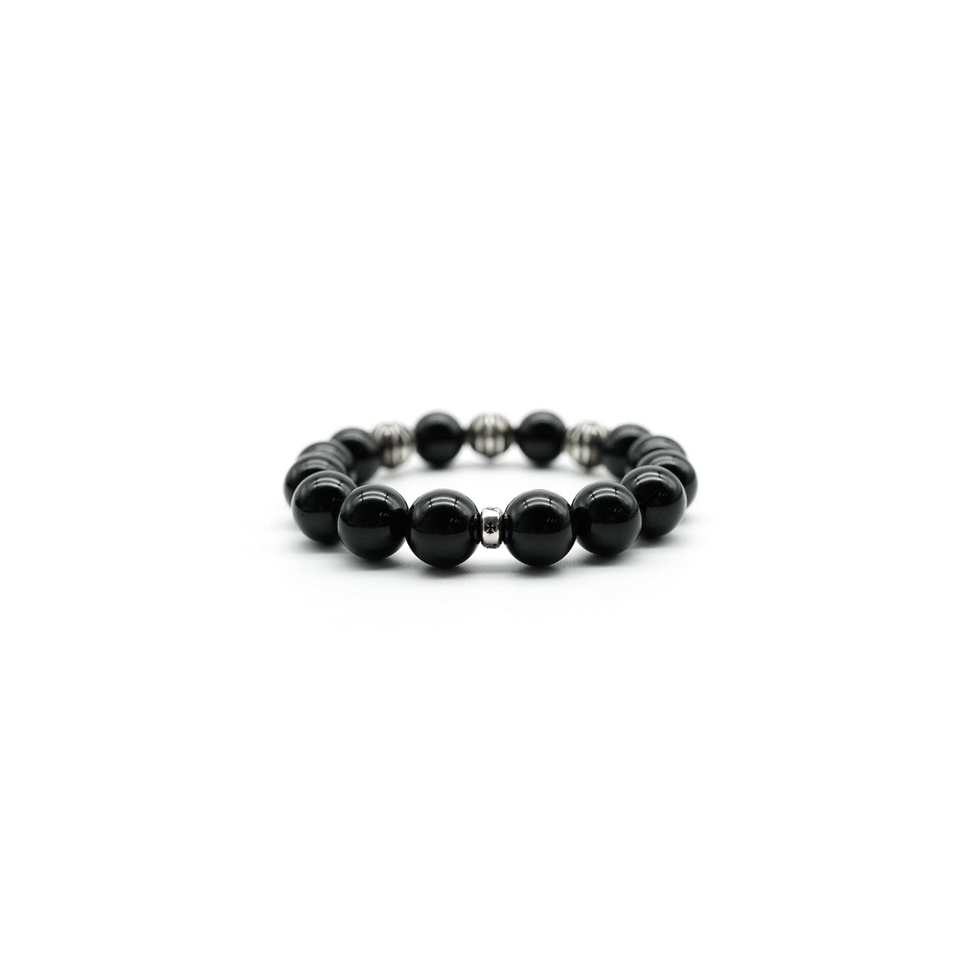 Chrome Hearts 12mm Black Obsidian Bead Bracelet