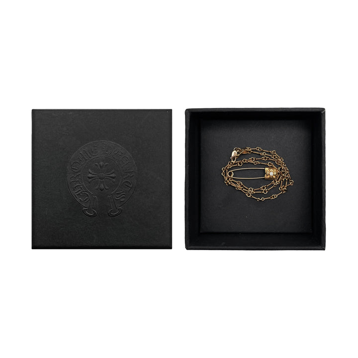 CHROME HEARTS (クロムハーツ) 22K ゴールド ダイヤモンド ツイスト チェーン ピン クリップ ネックレス