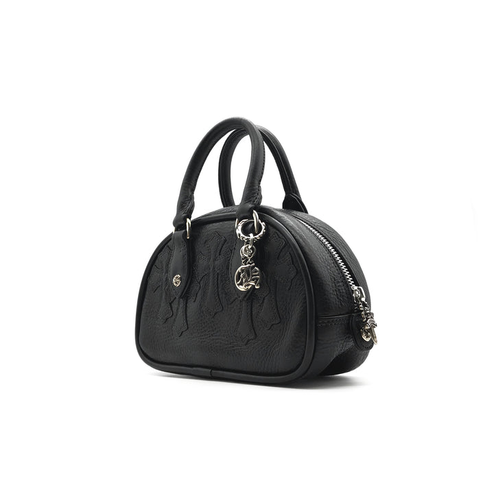 크롬하츠 가죽 크로스 패치 블랙 미니 볼링백