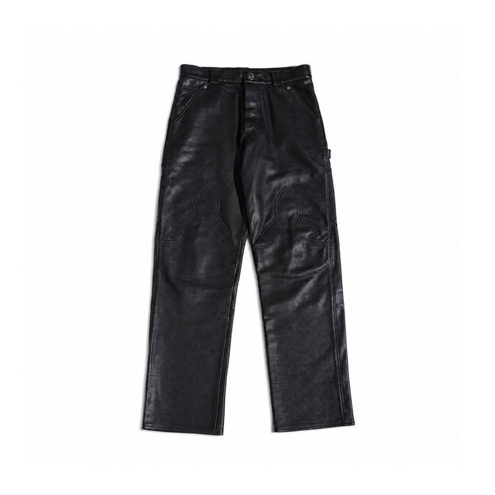 Chrome Hearts Fleur Leather Double Knee Carpenter Pants