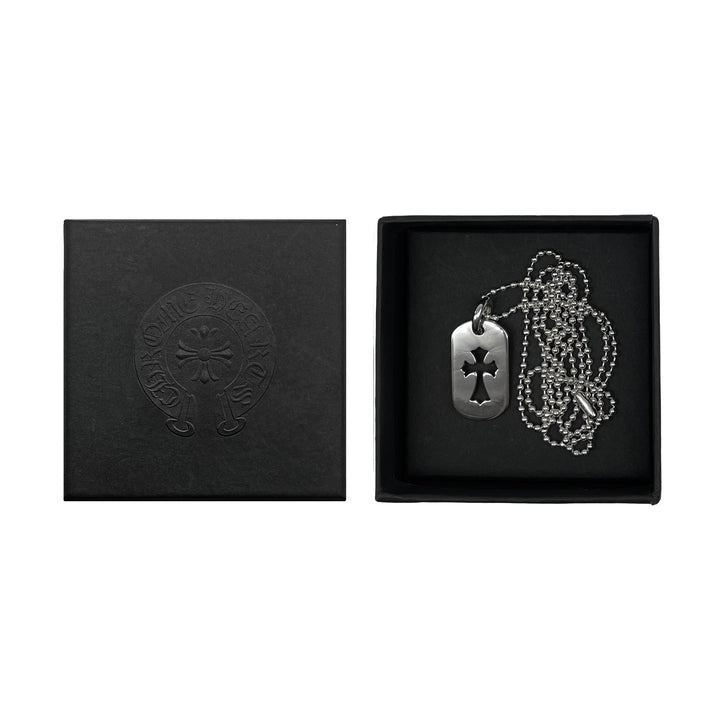 Chrome Hearts Silver Cross Dogtag Necklace 75cm