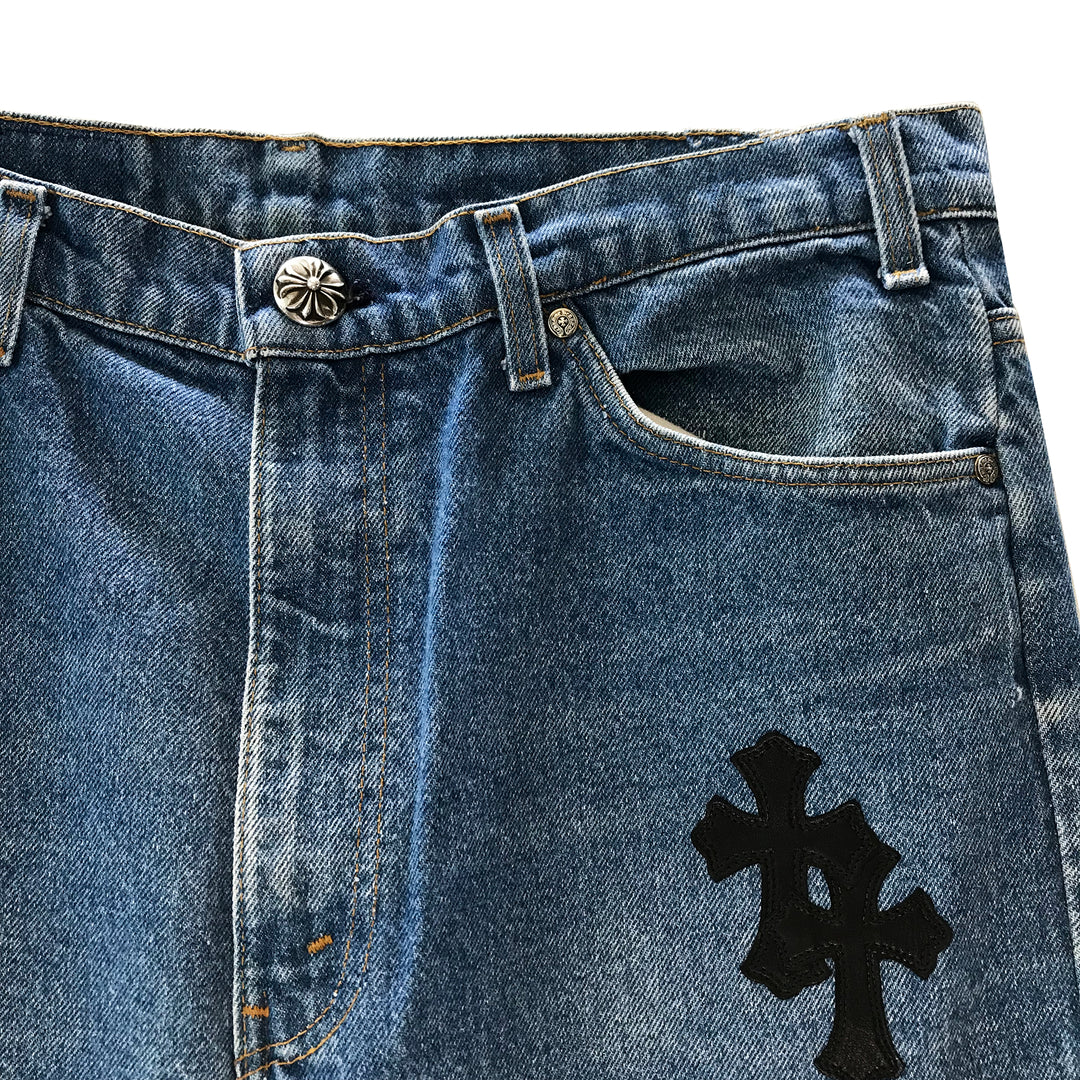 Chrome Hearts 리바이스 517 크로스 패치 워싱 데님 진