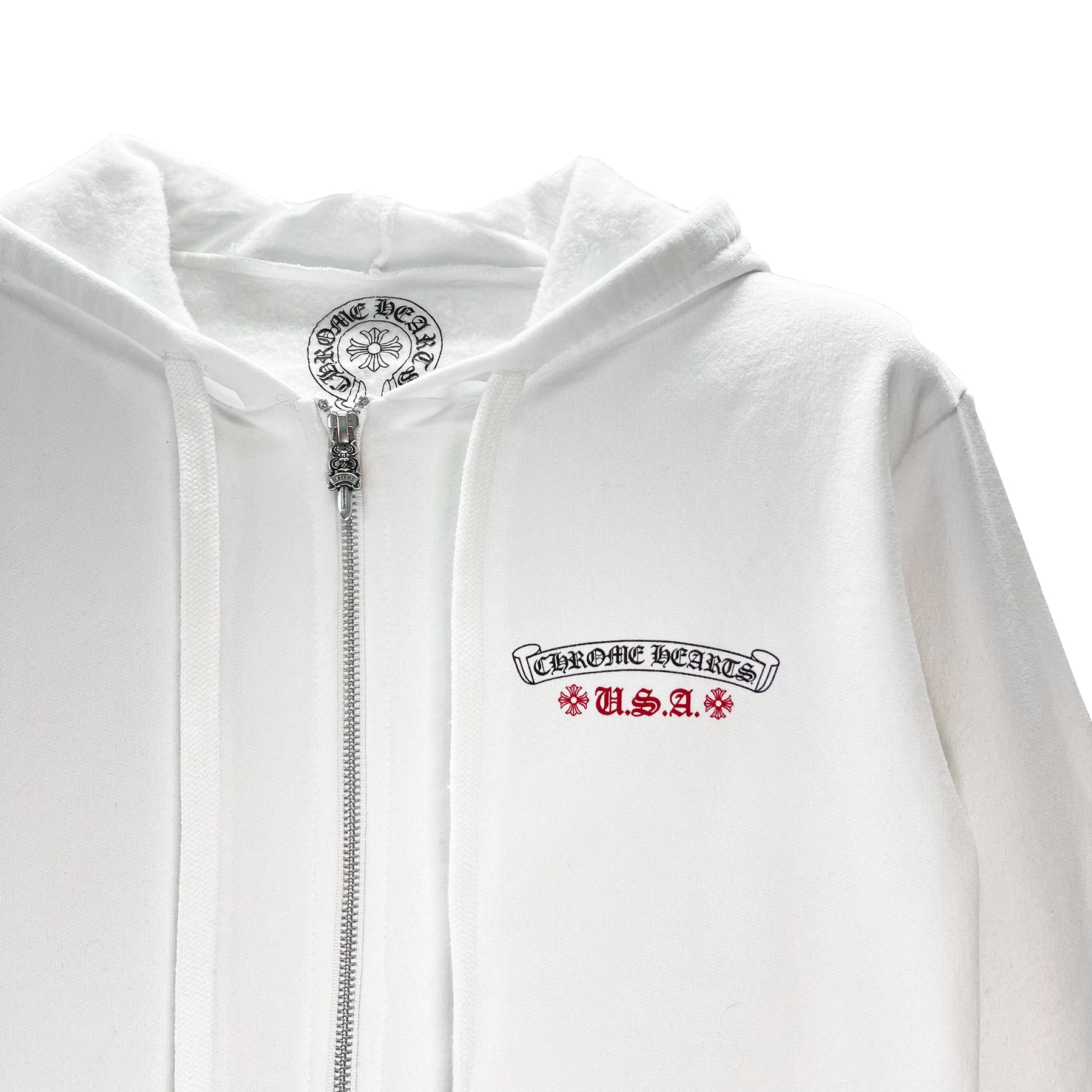 Chrome Hearts White USA Flag Logo Zip Up Hoodie - SRM – SHENGLI