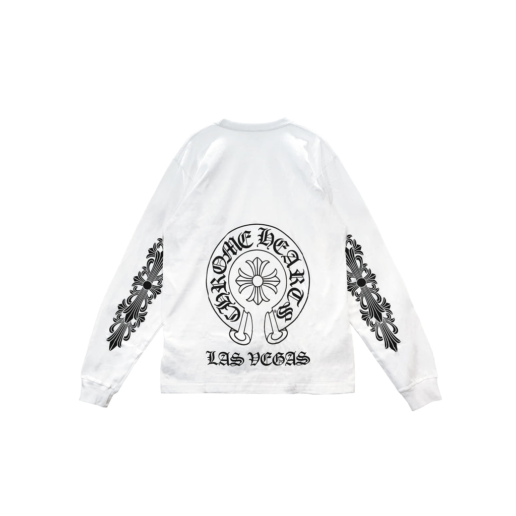 Chrome Hearts Las Vegas Exclusive Horseshoe White Long Sleeve Tee