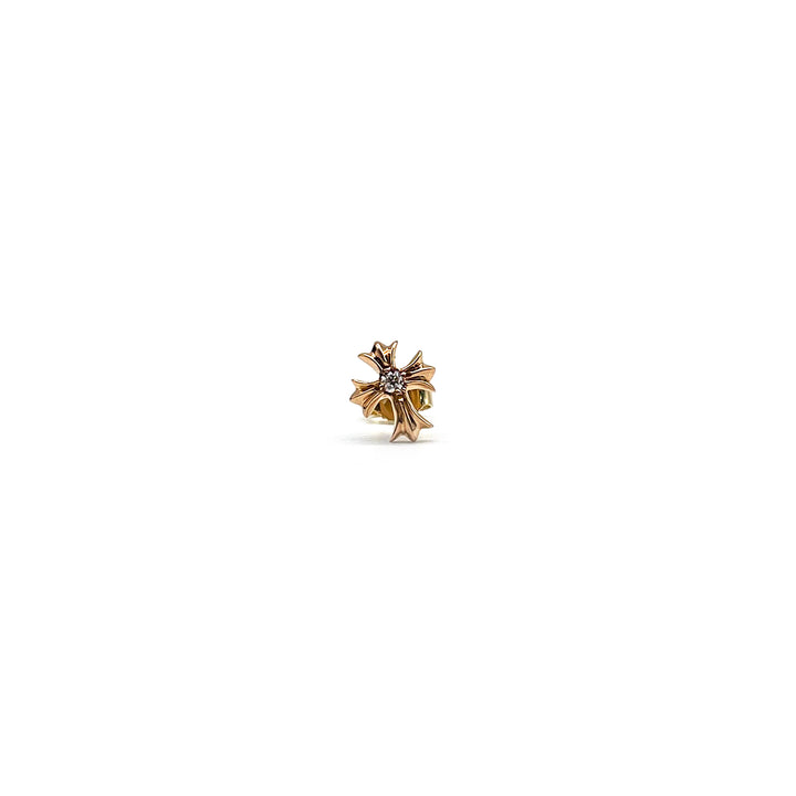 Chrome Hearts 22K Gold Diamond Cross Earring Stud