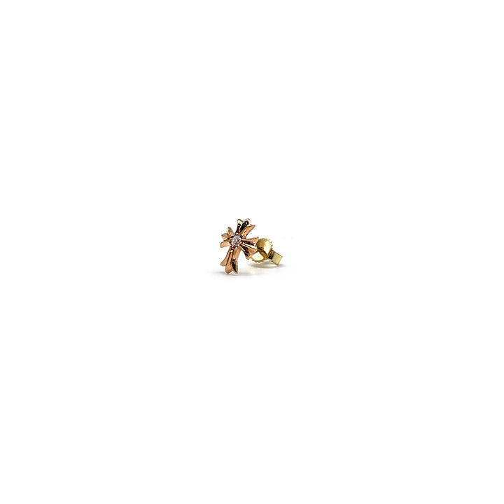 Chrome Hearts 22K Gold Diamond Cross Earring Stud