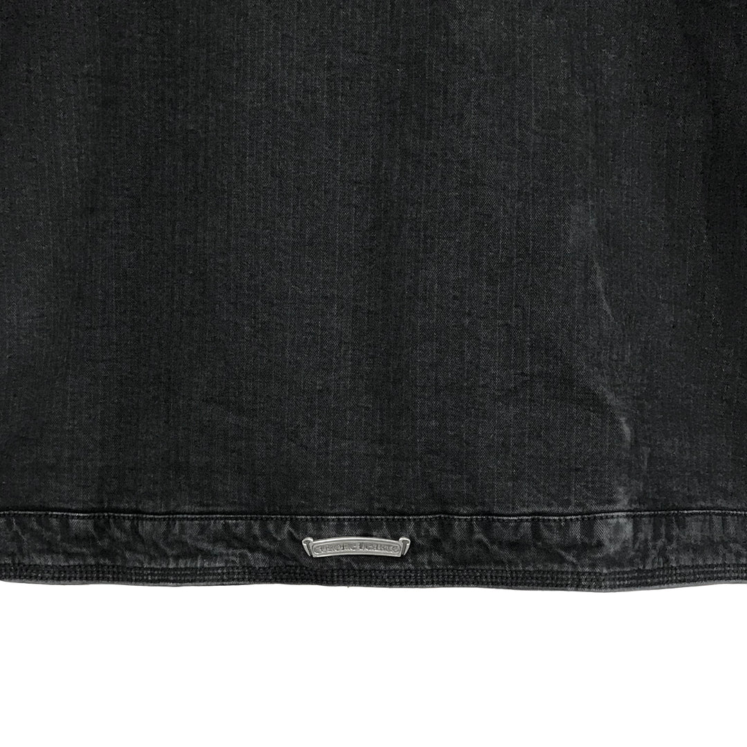 크롬하츠 블랙 워시 데님 대거 지퍼 재킷 