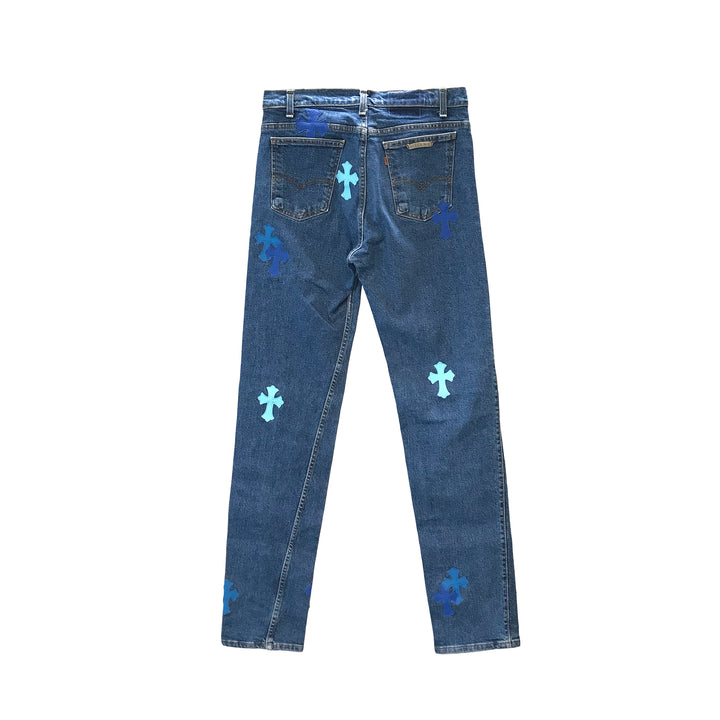 Chrome Hearts Levi's Blue Cross Patch Jeans