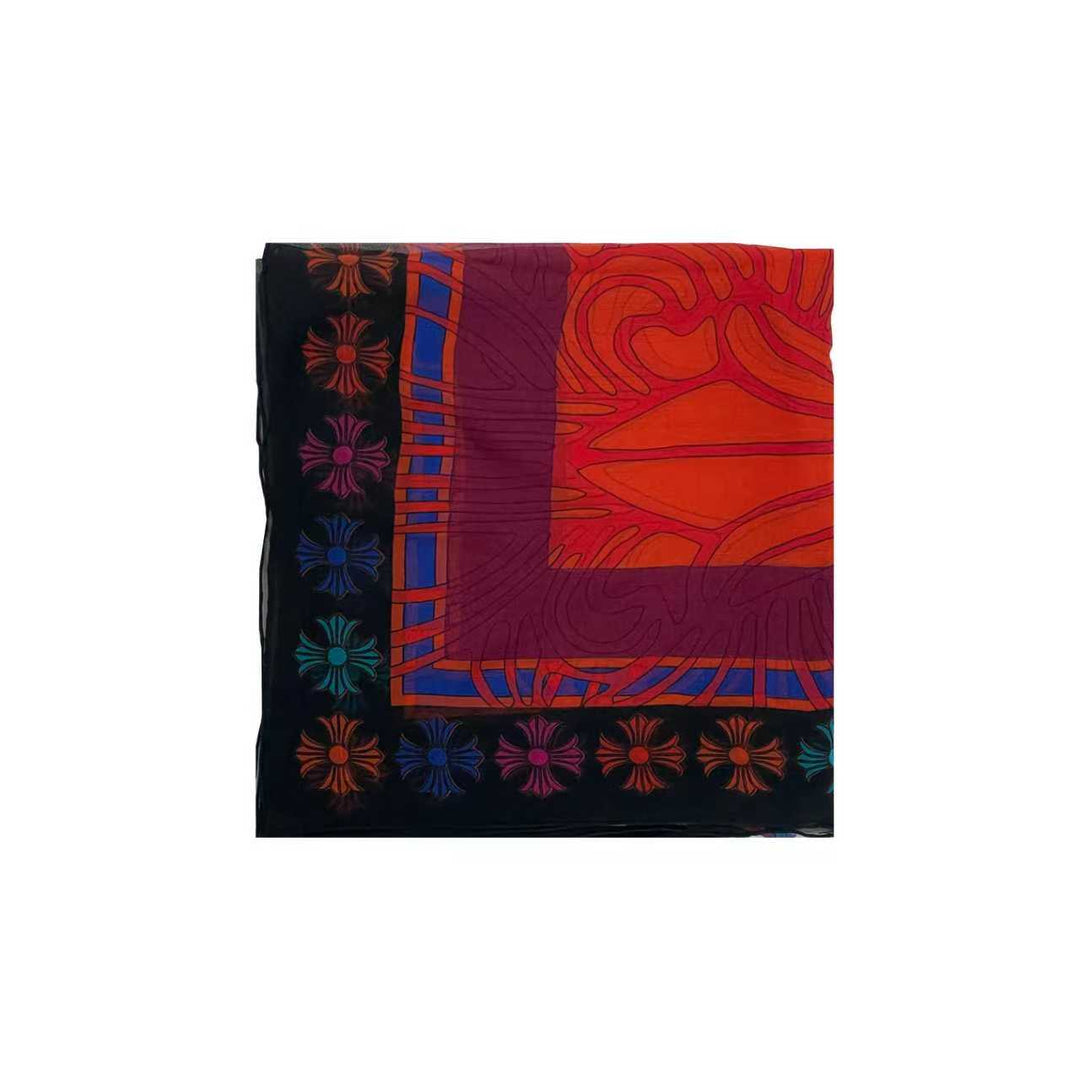 Chrome Hearts Mapplethorpe Multi-Color Cross Red Silk Scarf
