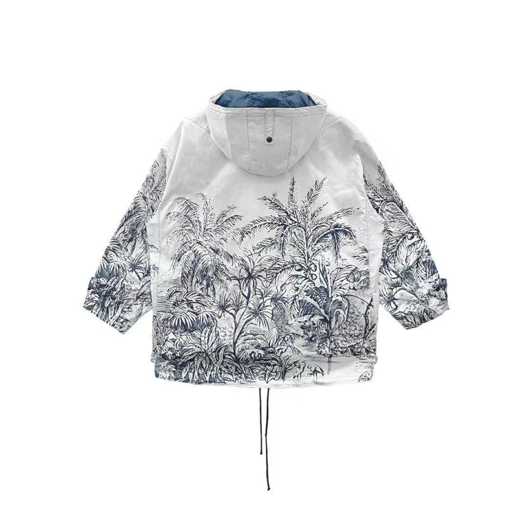Dior Runway Toile de Jouy Hooded Half-Zip Anorak Jacket