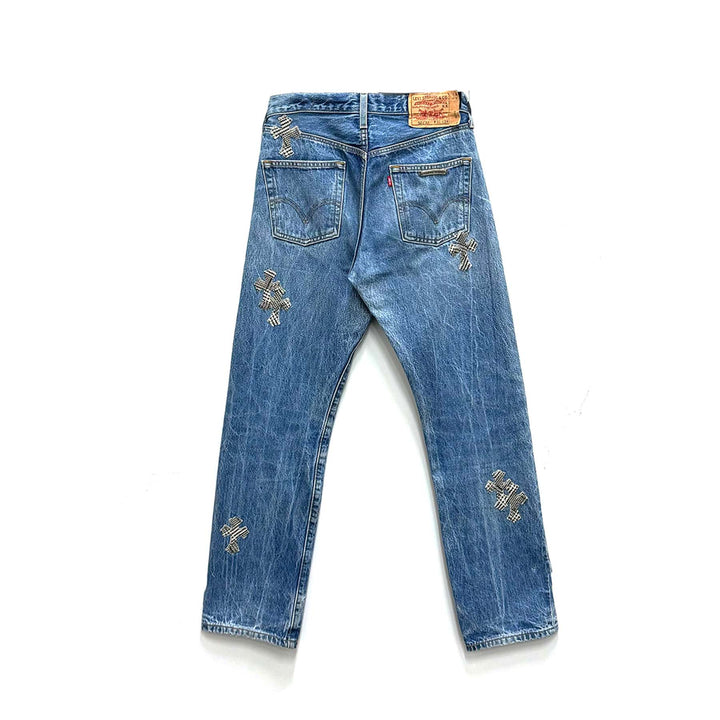 Chrome Hearts Checkered Cross Patch Jeans