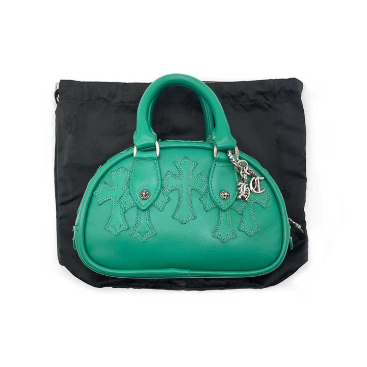 Chrome Hearts Leather Cross Patch Green Mini Gym Bag