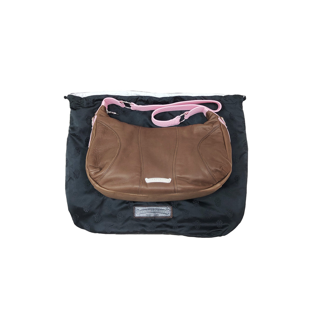 크롬하츠 브라운&amp;핑크 레더 캐스퍼 숄더백
