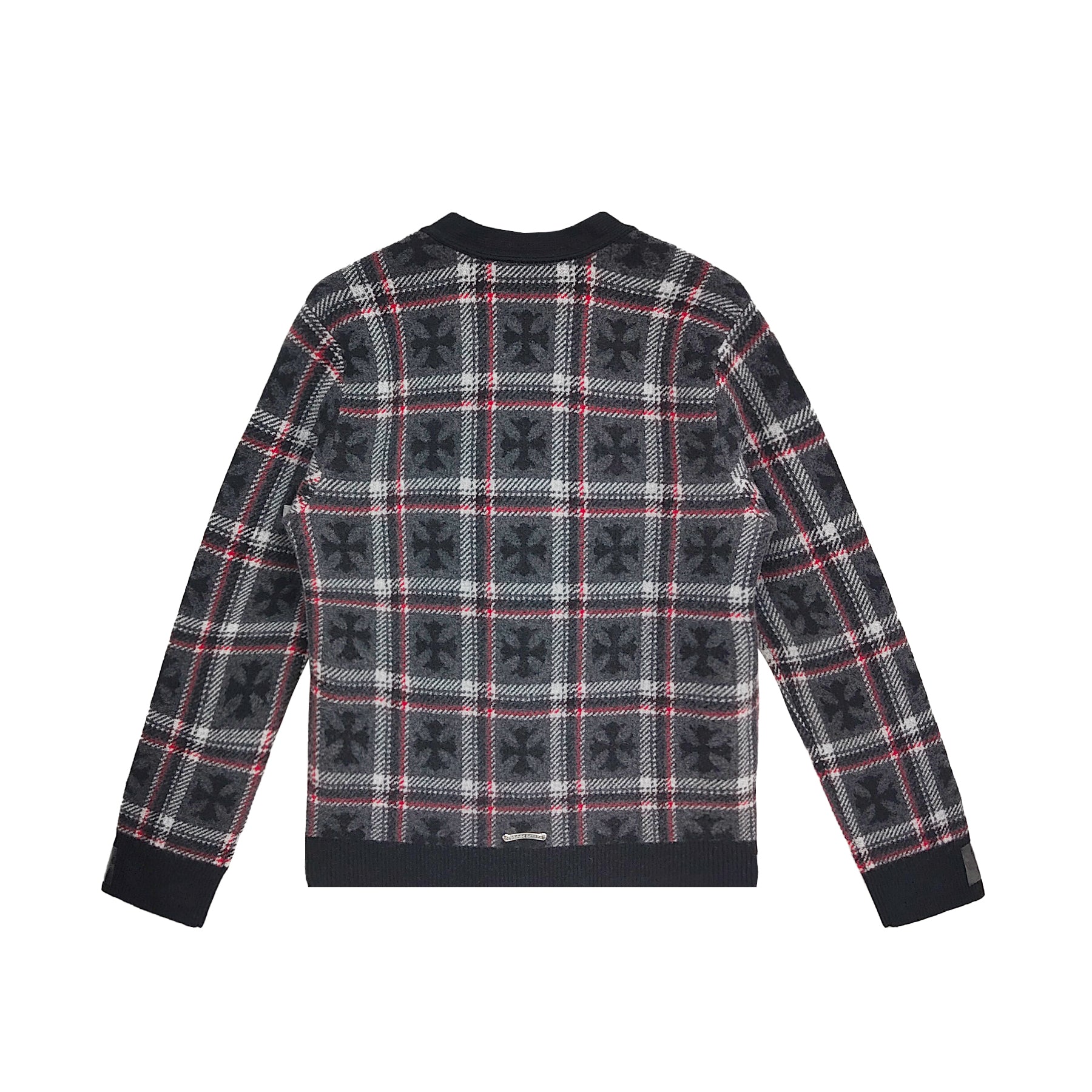 Chrome Hearts Cashmere Black&Red Cross Plaid Cardigan Sweater