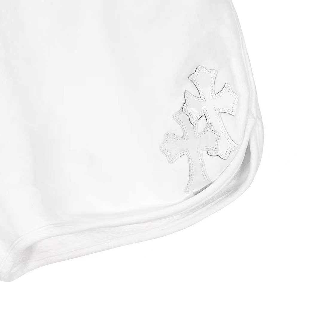 크롬하츠 화이트 페이턴트 레더 크로스 반바지