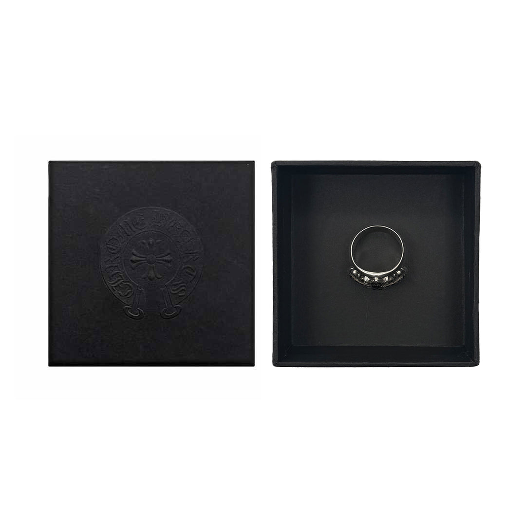 Chrome Hearts Silver Black Diamond Keeper Ring