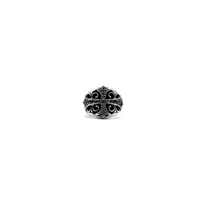 Chrome Hearts Silver Black Diamond Keeper Ring