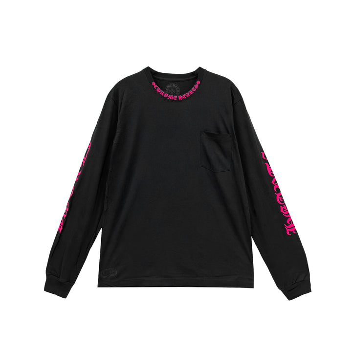 Chrome Hearts Pink Neck Logo Long Sleeve T-Shirt Tee