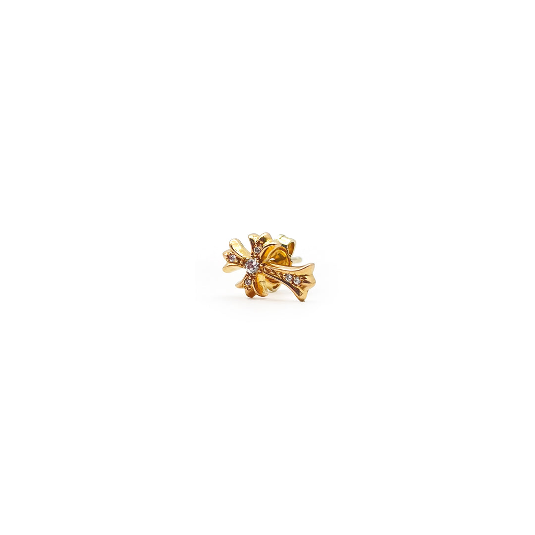 Chrome Hearts 22K Gold Diamonds Cross Earring Stud