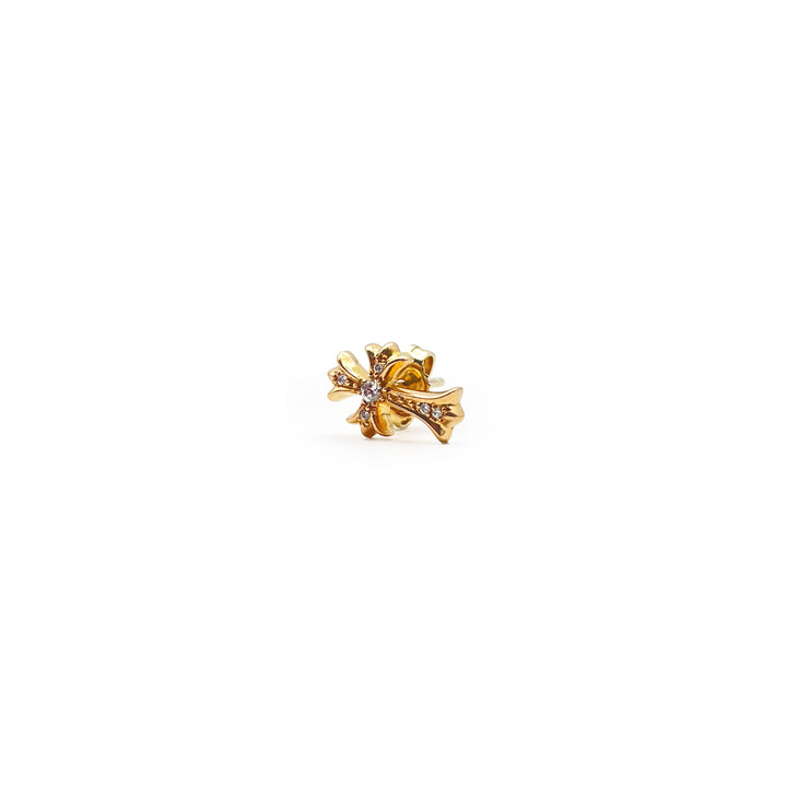 Chrome Hearts 22K Gold Diamonds Cross Earring Stud