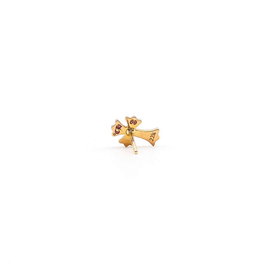 Chrome Hearts 22K Gold Diamonds Cross Earring Stud