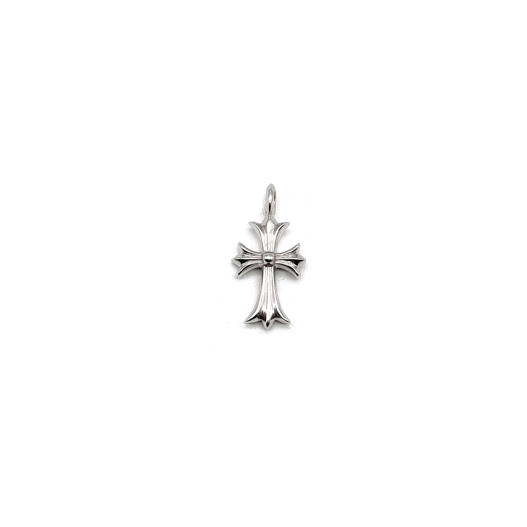 Chrome Hearts 18K White Gold Pink Saph Tiny Cross Charm Pendant