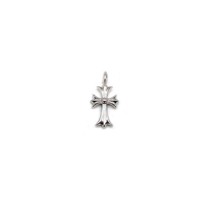 Chrome Hearts 18K White Gold Pink Saph Tiny Cross Charm Pendant