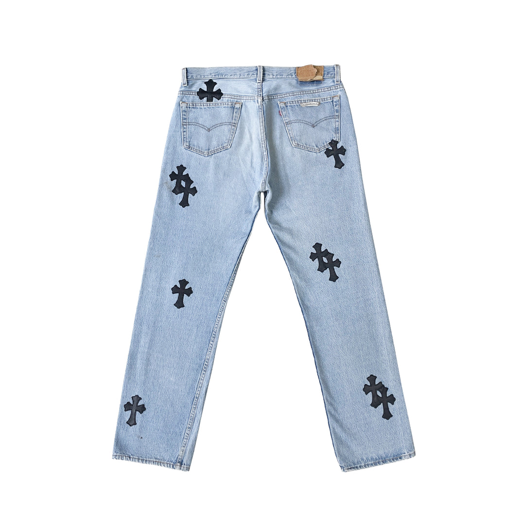 Chrome Hearts Levi's 501 Black Cross Patch Jeans