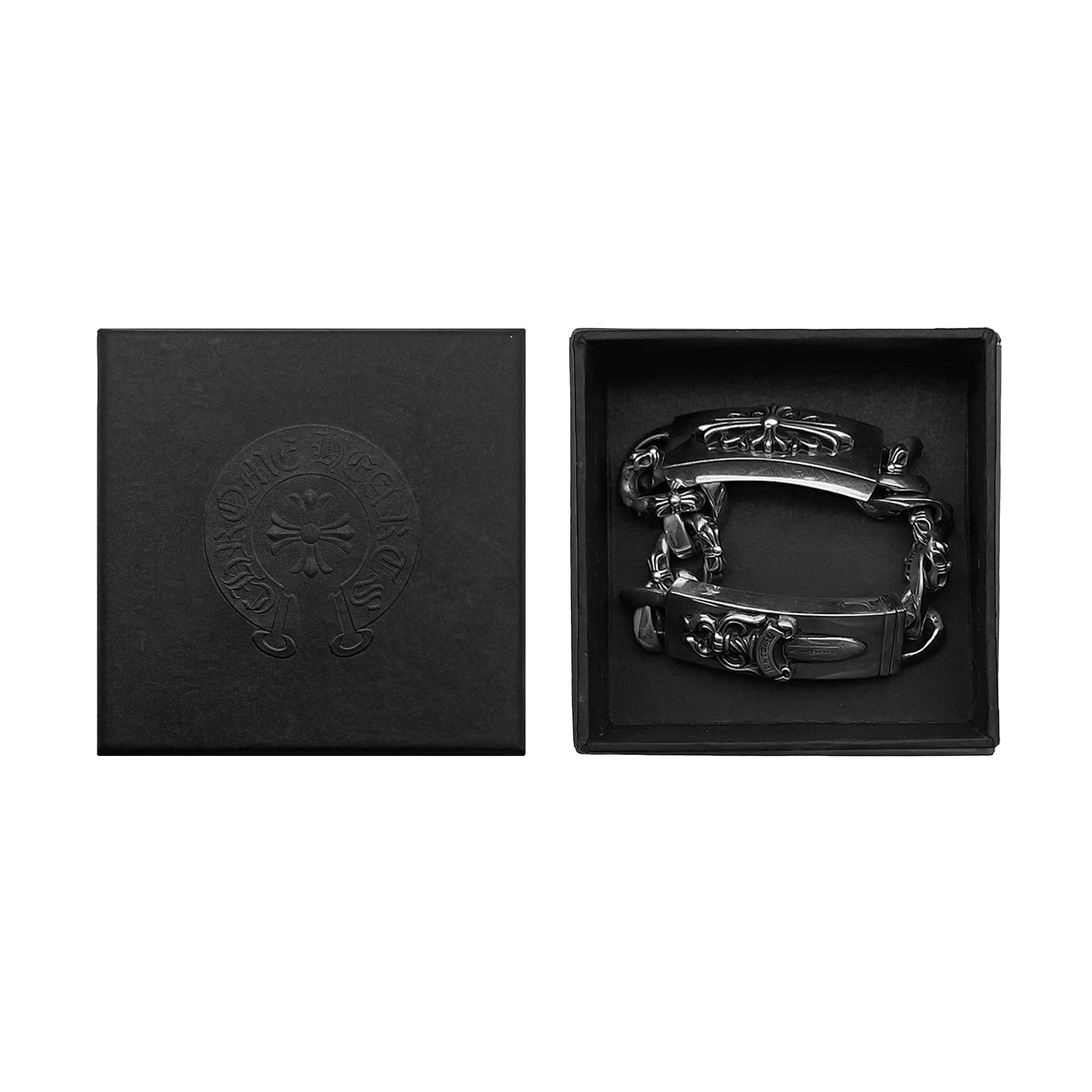 Chrome Hearts Double ID Silver Floral&Dagger Bracelet - SRM
